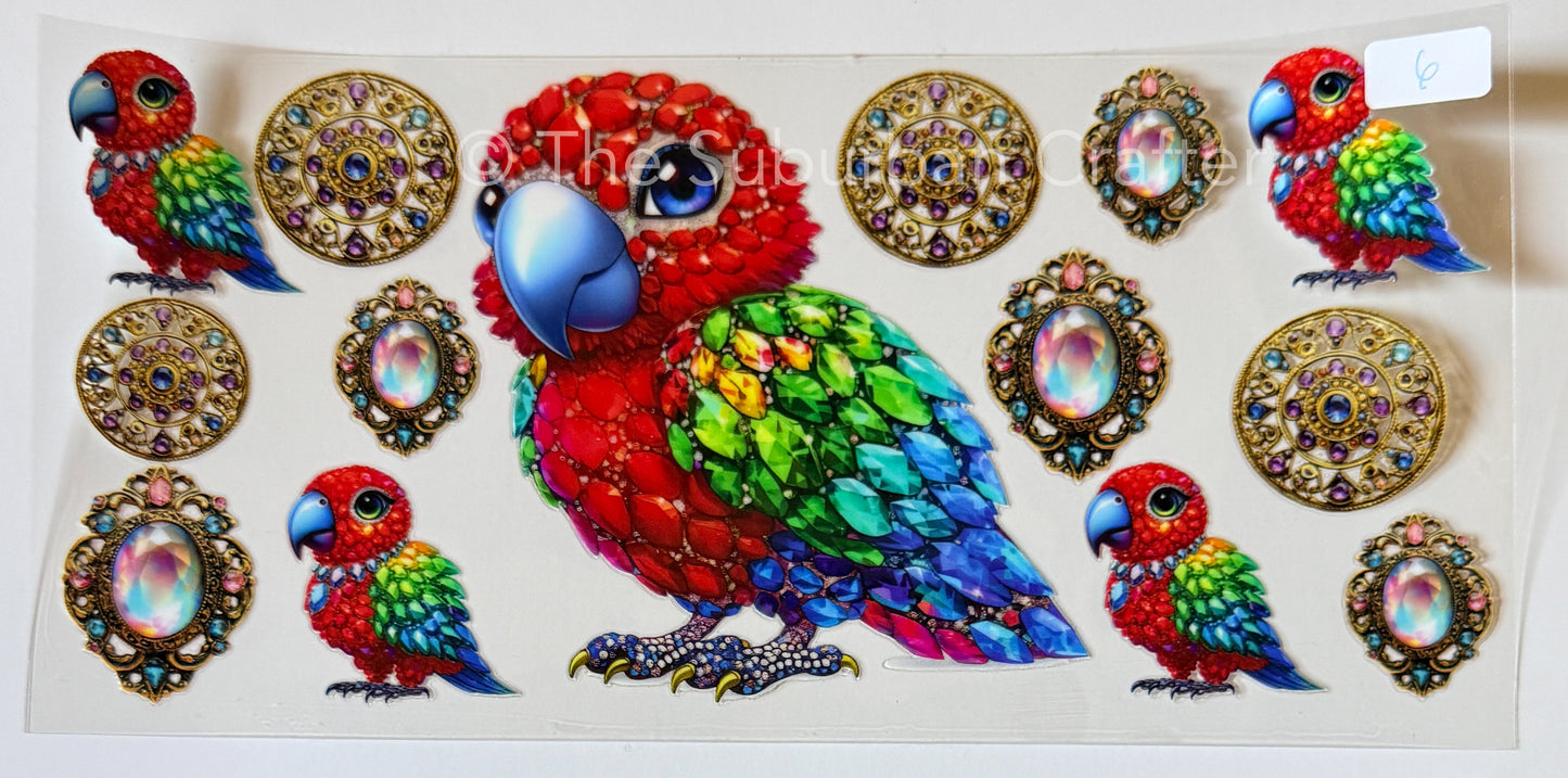 UV DTF Bling parrots