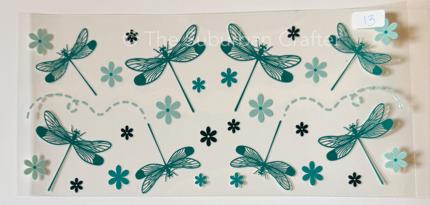 UV DTF Dragonflies and flowers