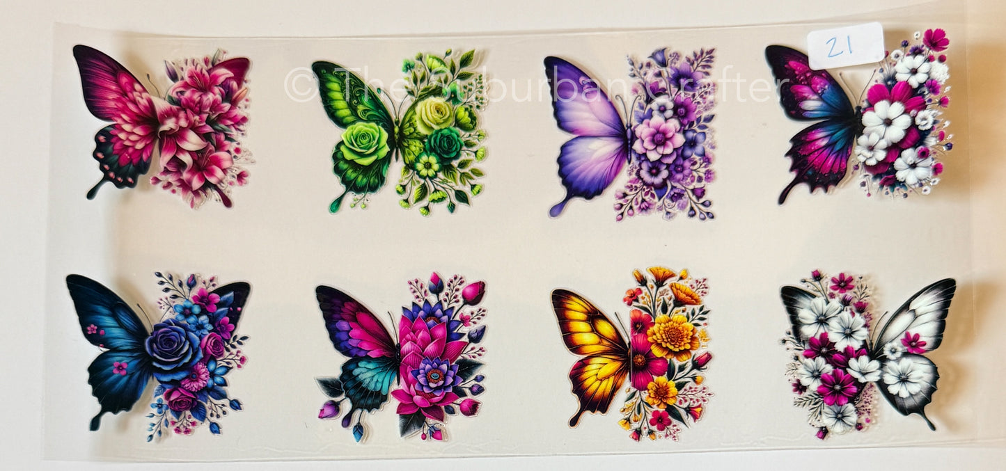 UV DTF Floral butterflies