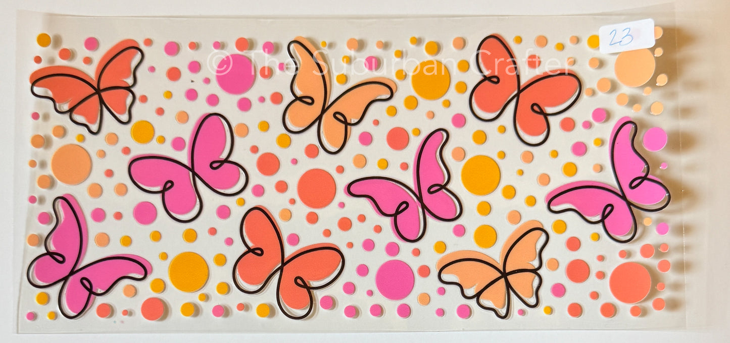UV DTF Butterflies and polka dots