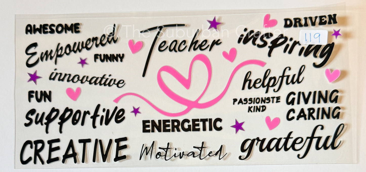UV DTF Teacher affirmations