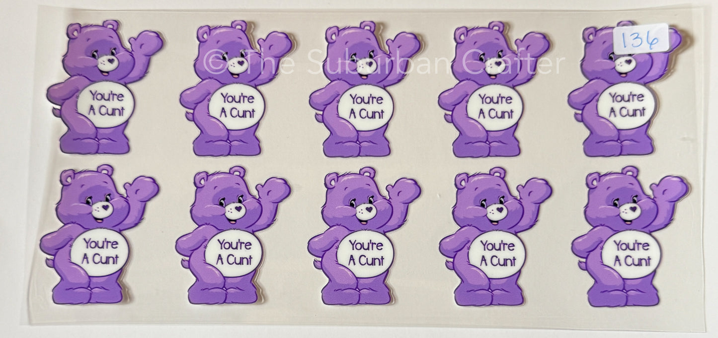 UV DTF Swear bears purple