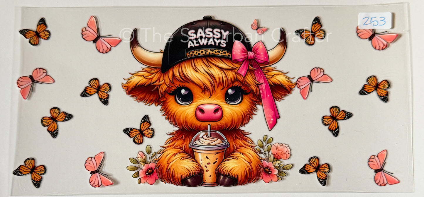 UV DTF Cow sassy butterflies