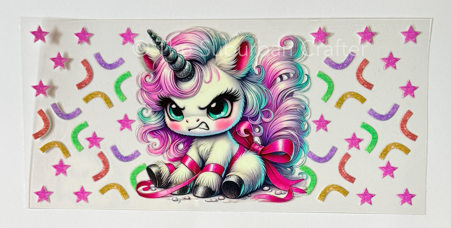 UV DTF Cranky unicorn