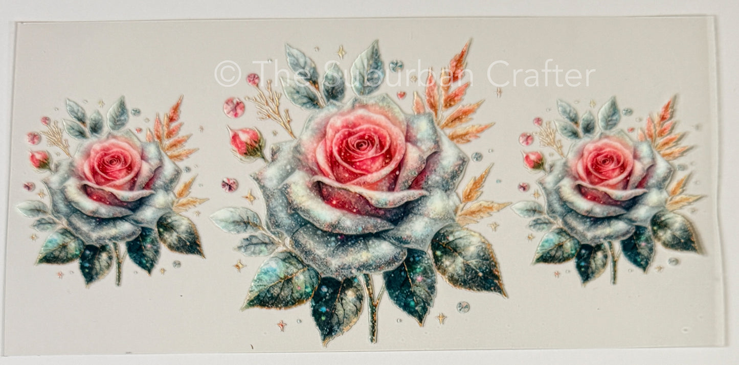 UV DTF Roses silver