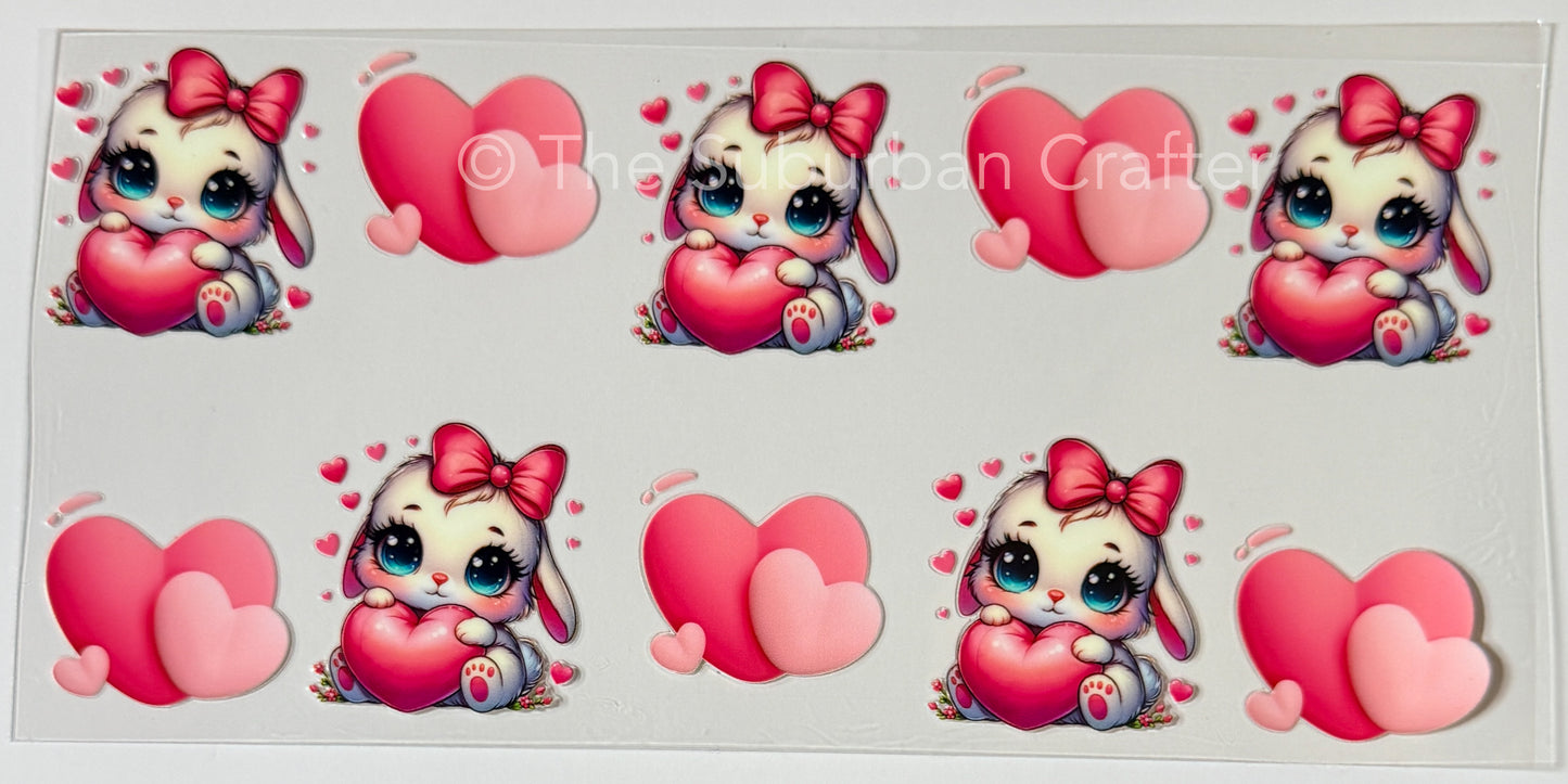 UV DTF Bunny with hearts