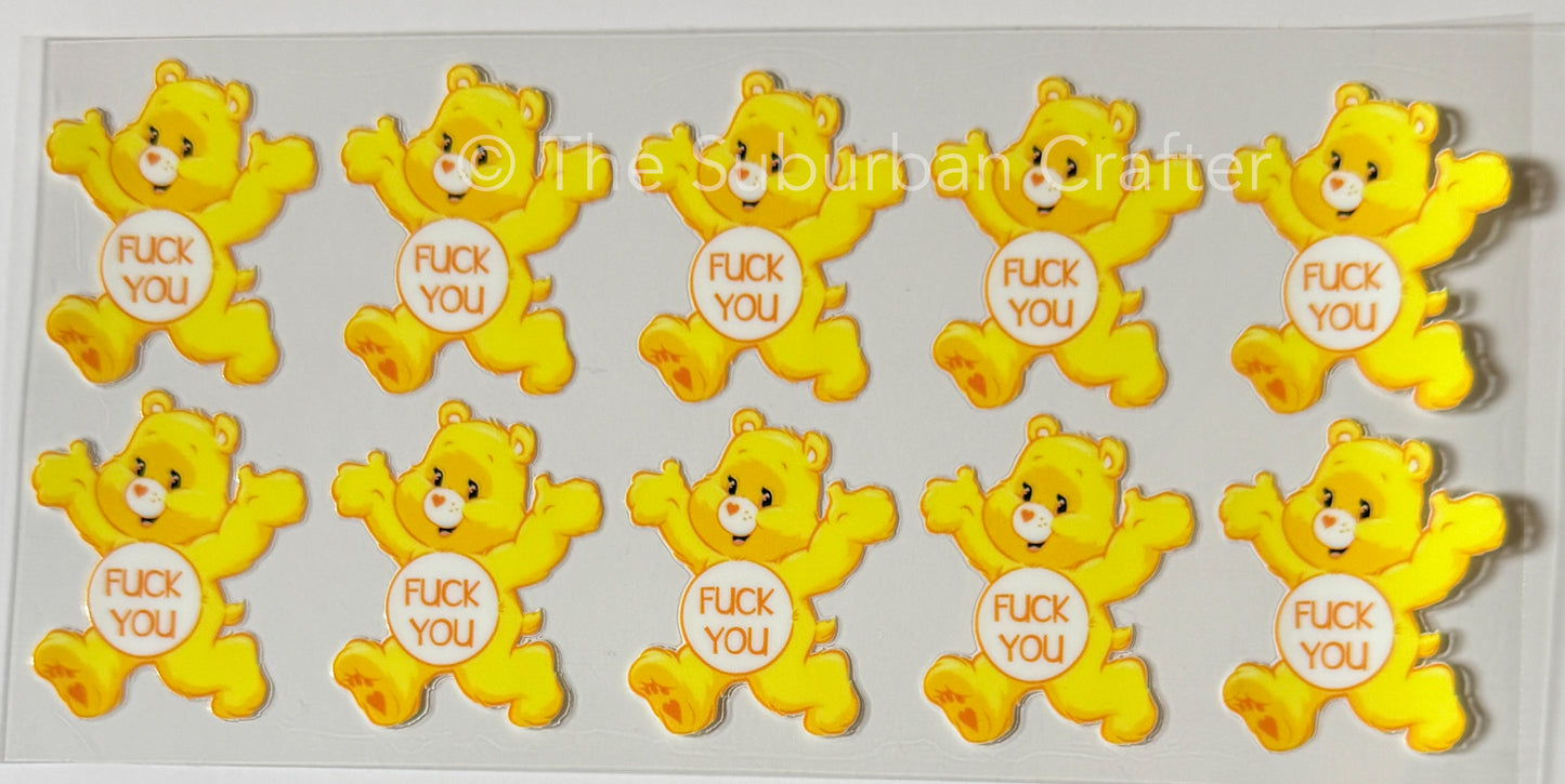 UV DTF Swear bear yellow