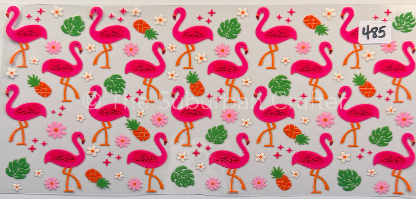 UV DTF Flamingos and flowers