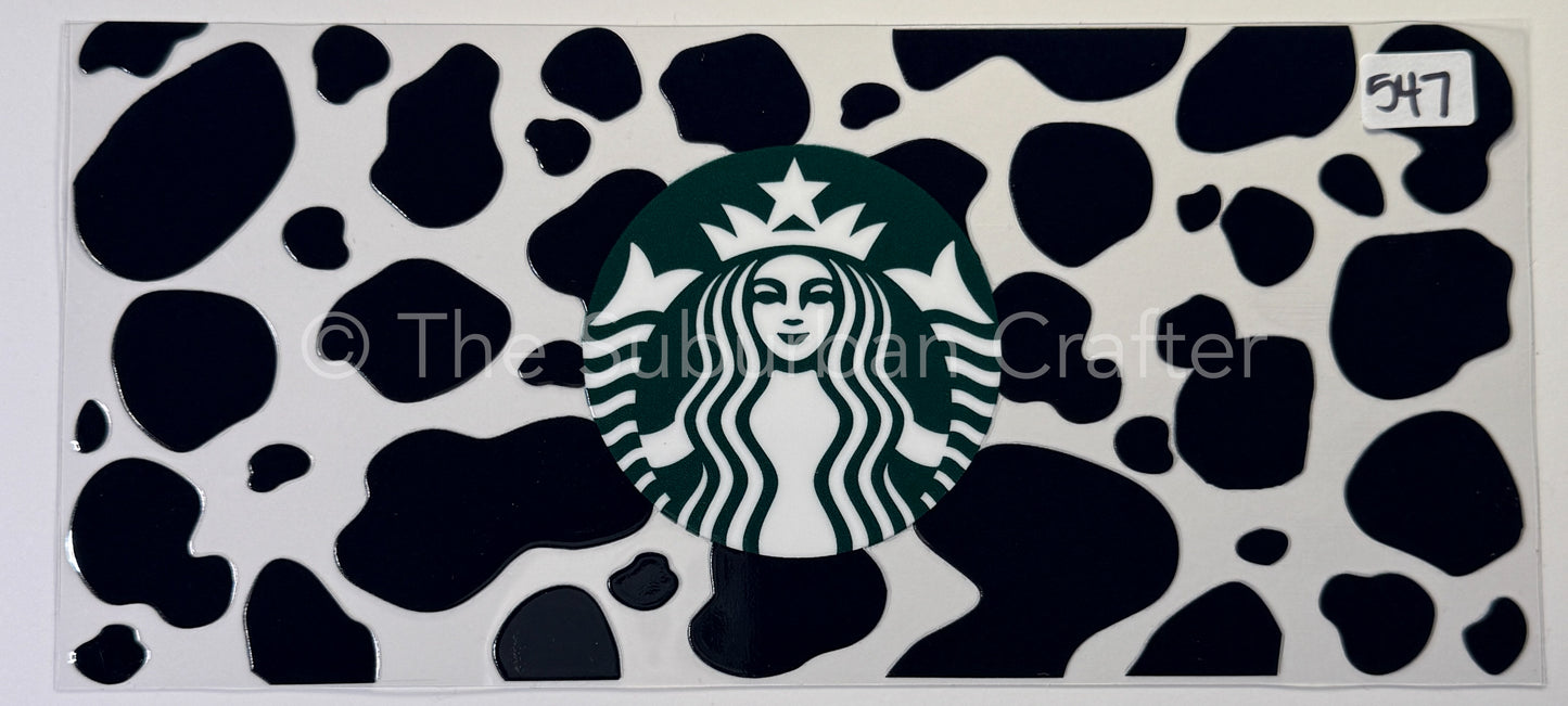 UV DTF SBucks cow print