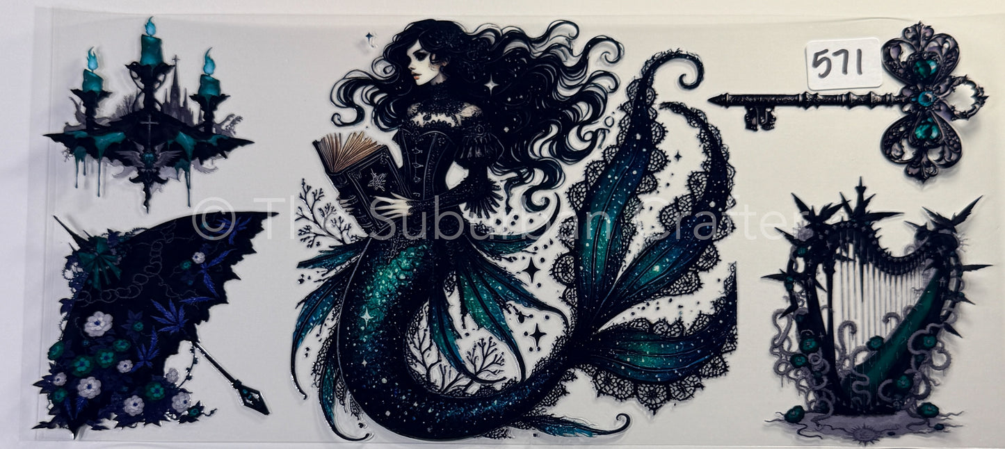 UV DTF Dark mermaid with green
