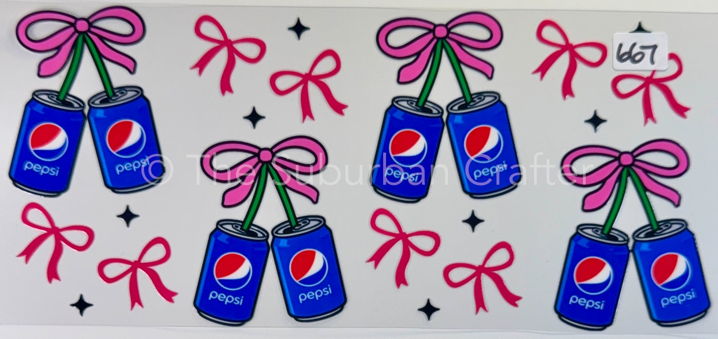 UV DTF Pepsi with bows