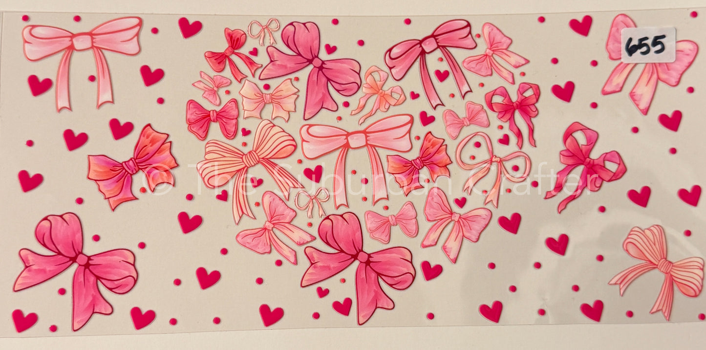 UV DTF Pink bows and hearts