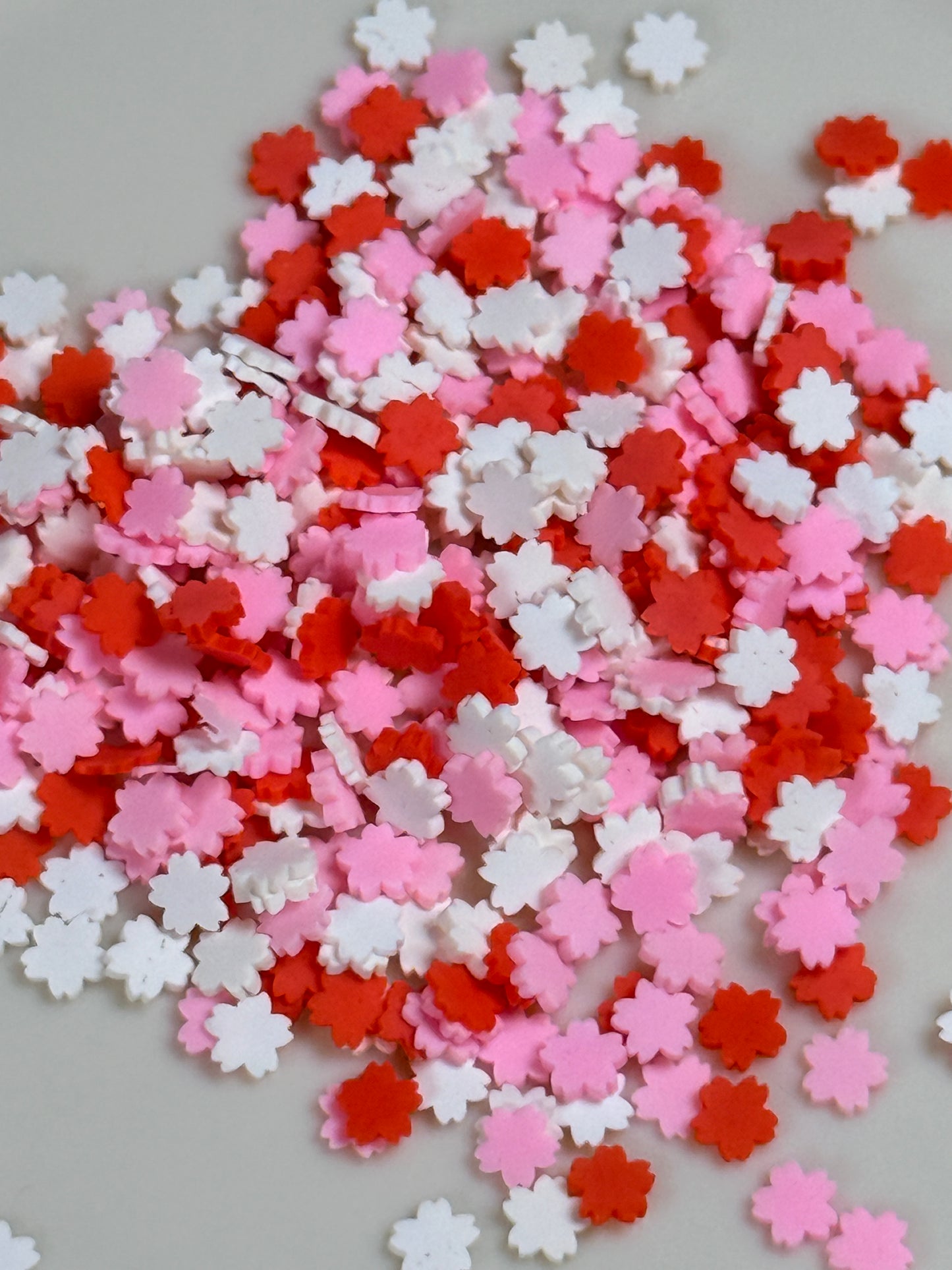 Polymer Clay Flower Mix Red, White & Pink