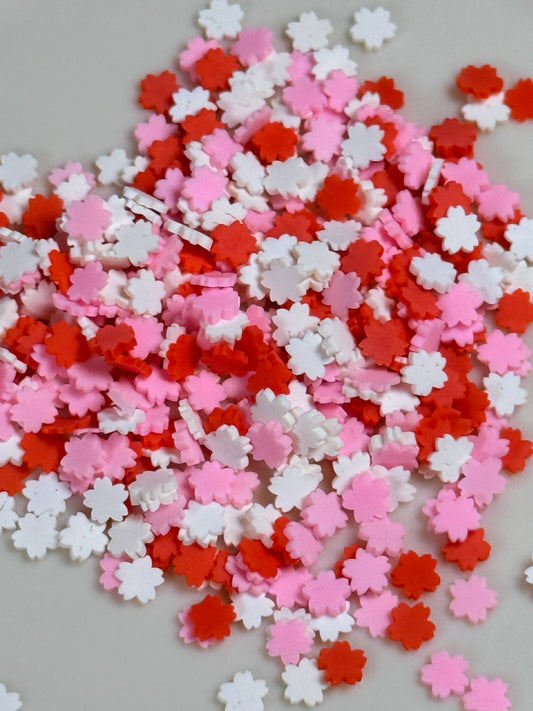 Polymer Clay Flower Mix Red, White & Pink