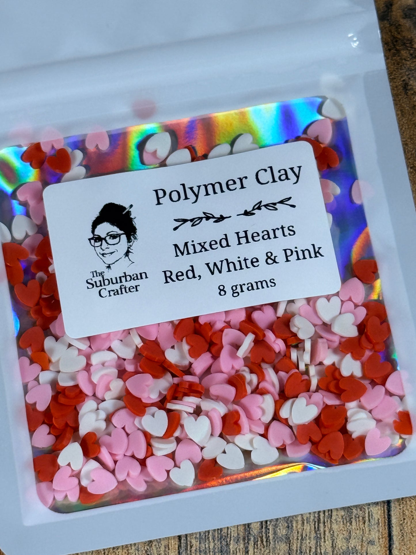 Polymer Clay Mixed Hearts Red, White & Pink