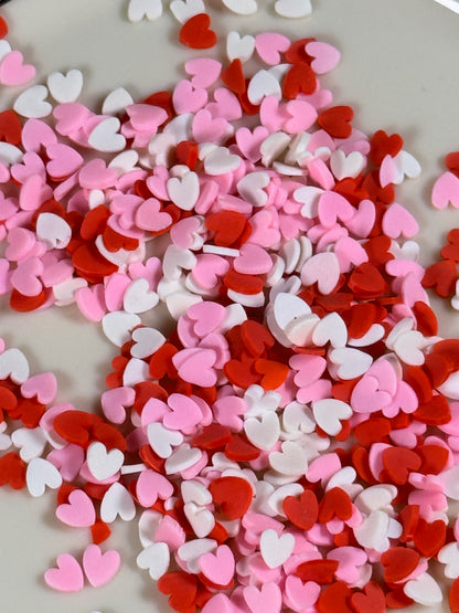 Polymer Clay Mixed Hearts Red, White & Pink