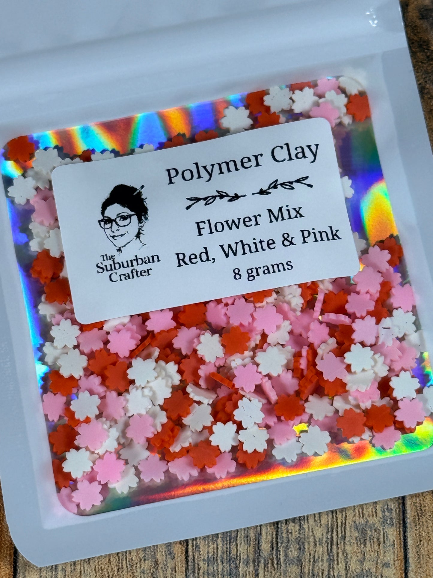 Polymer Clay Flower Mix Red, White & Pink