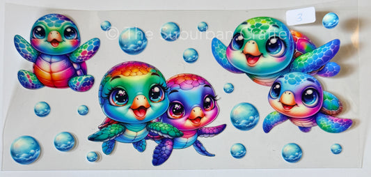 UV DTF Sea turtles colorful