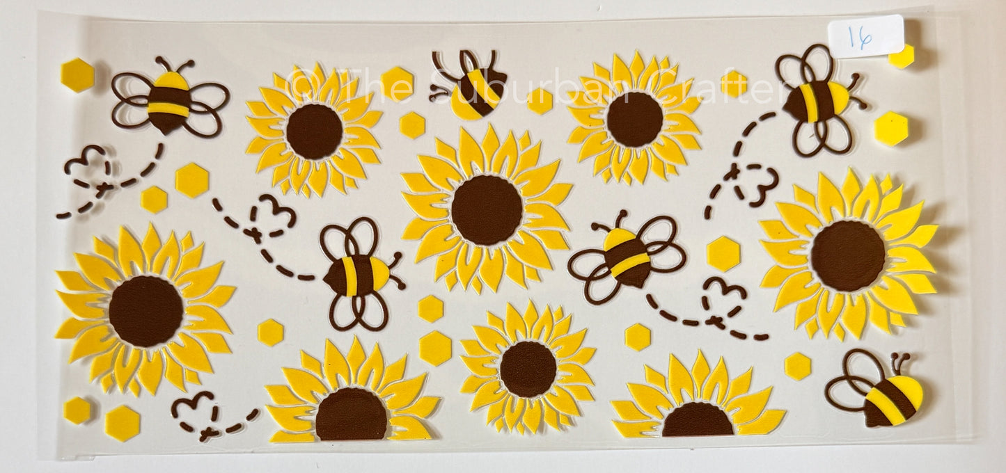 UV DTF Bees and sunflowers