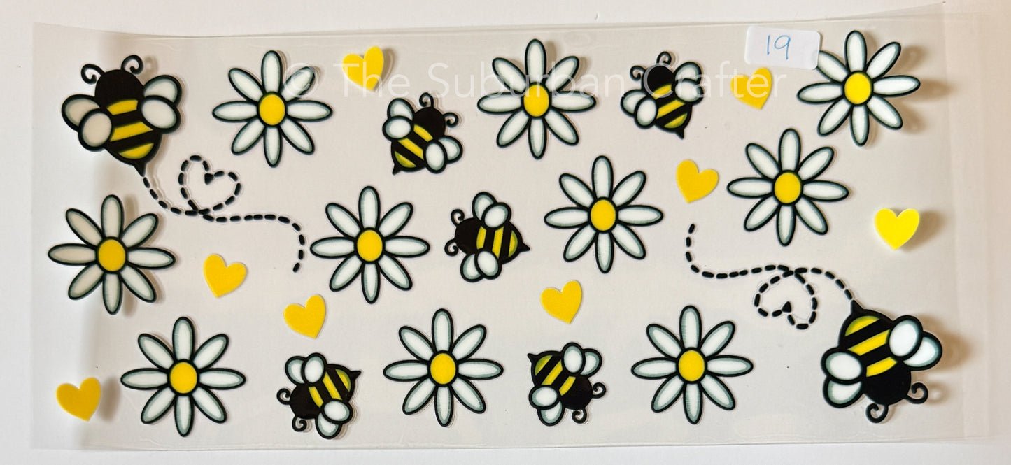 UV DTF Bees and daisies