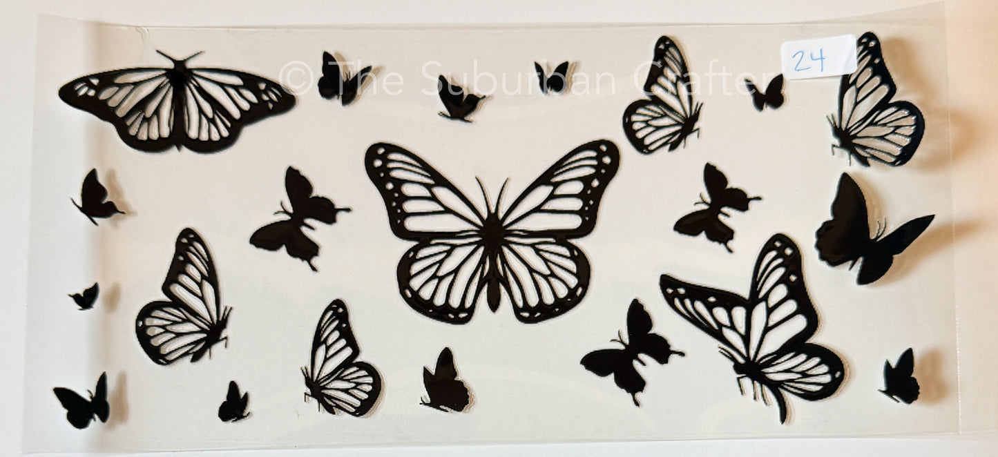 UV DTF Butterflies black