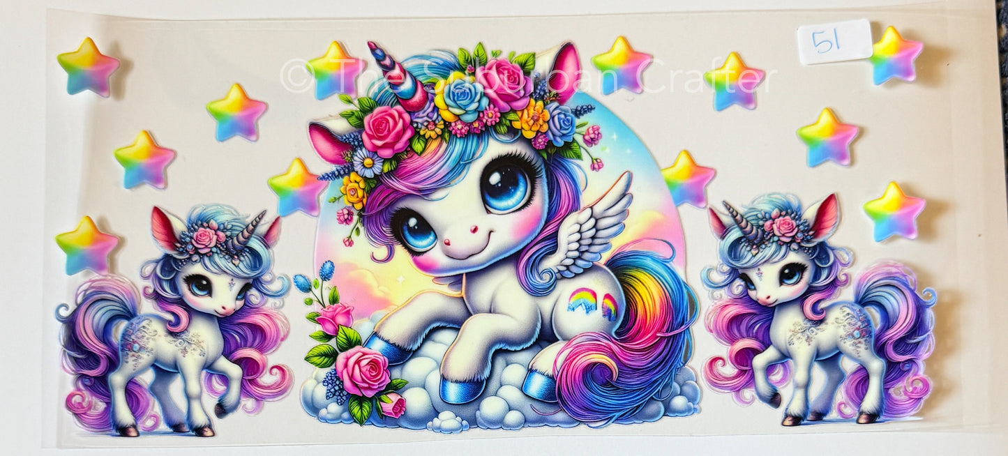 UV DTF Unicorn and stars