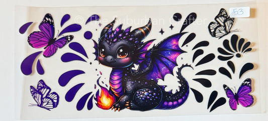 UV DTF Dragon purple flame