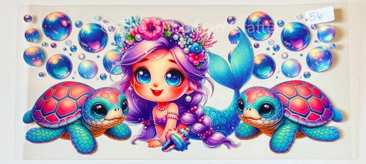 UV DTF Mermaid and turtles
