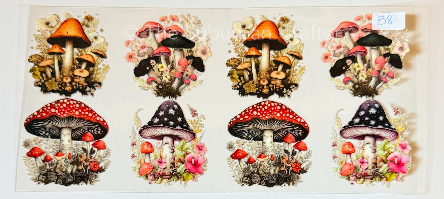 UV DTF Mushrooms bright