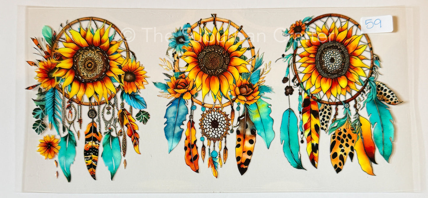 UV DTF Dreamcatcher and sunflowers