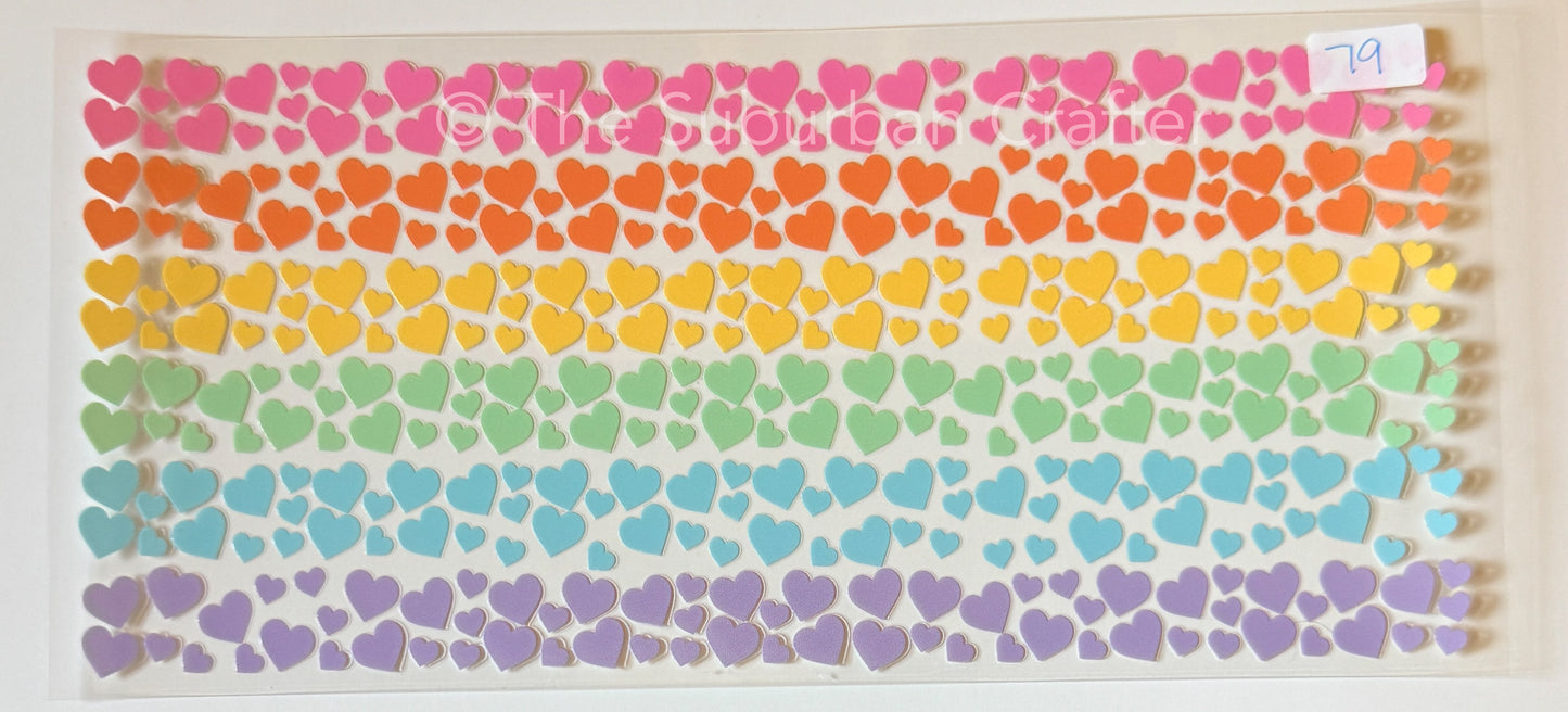 UV DTF Rainbow hearts