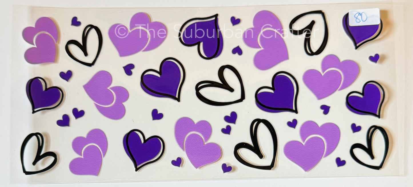 UV DTF Purple hearts