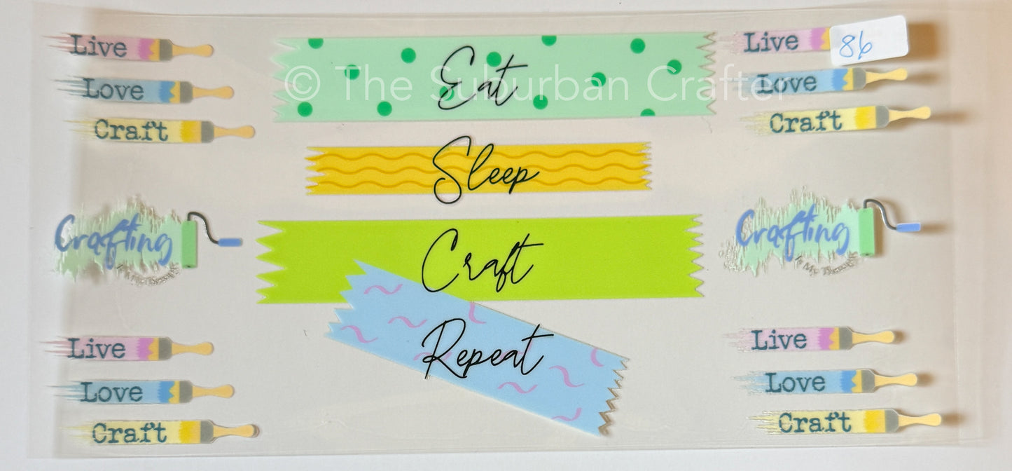 UV DTF Eat sleep craft