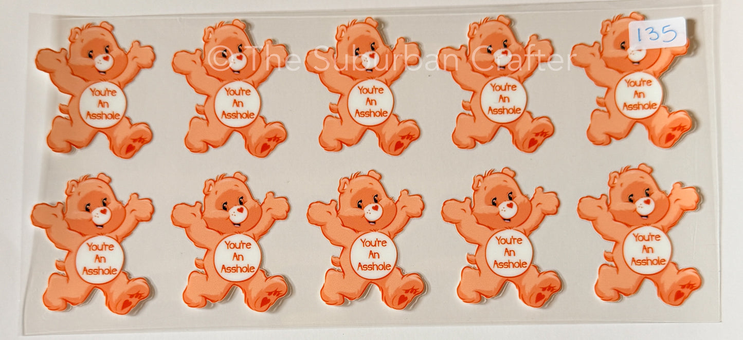 UV DTF Swear bears orange