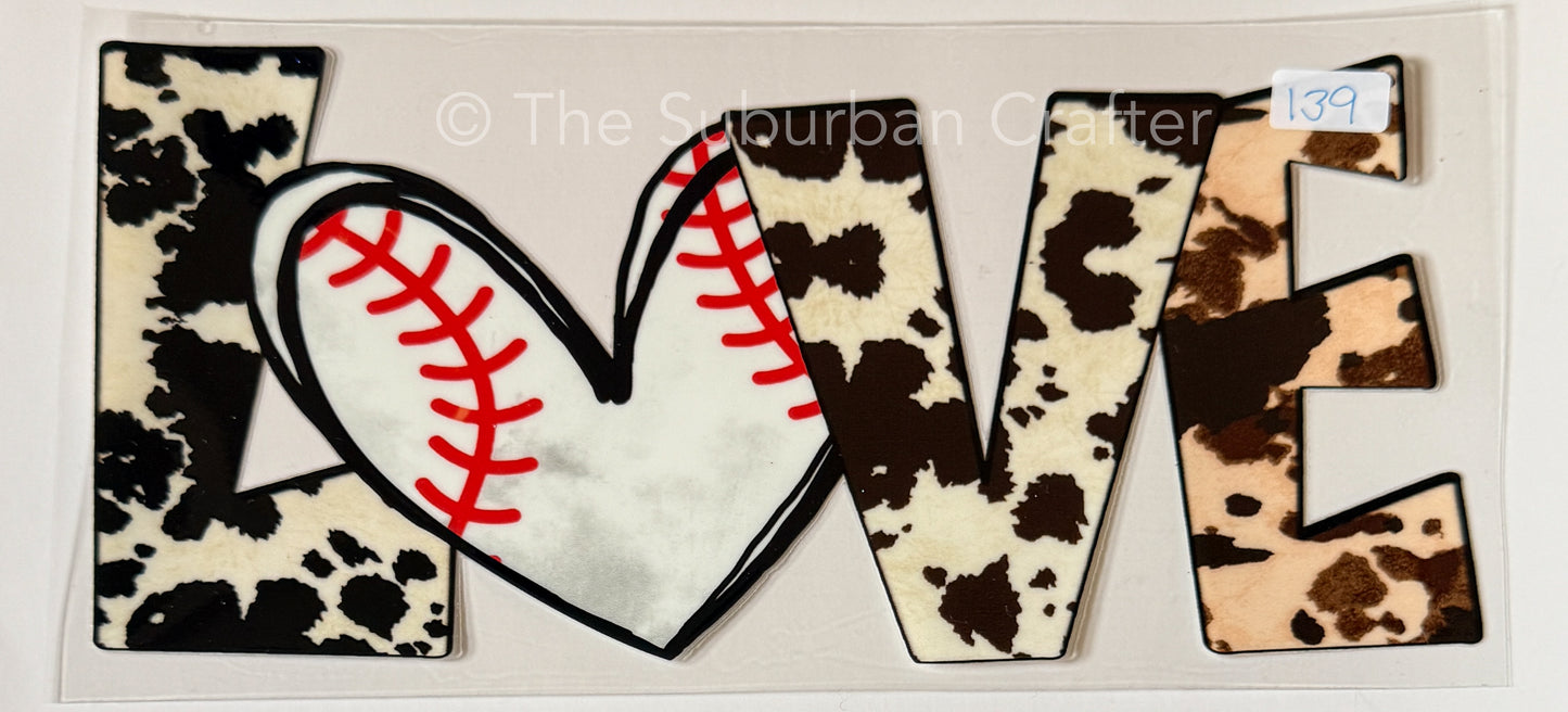 UV DTF Cowprint baseball love