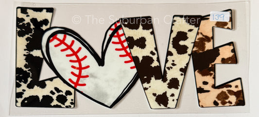 UV DTF Cowprint baseball love