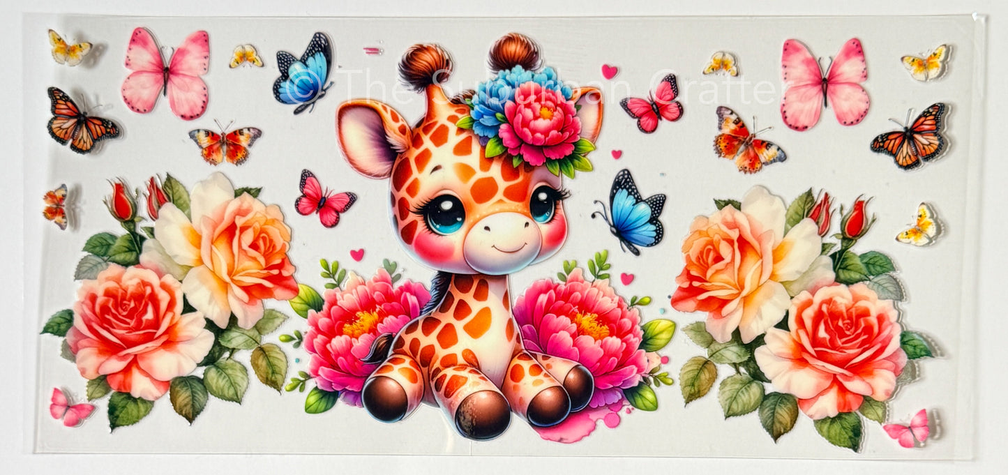 UV DTF Floral giraffe