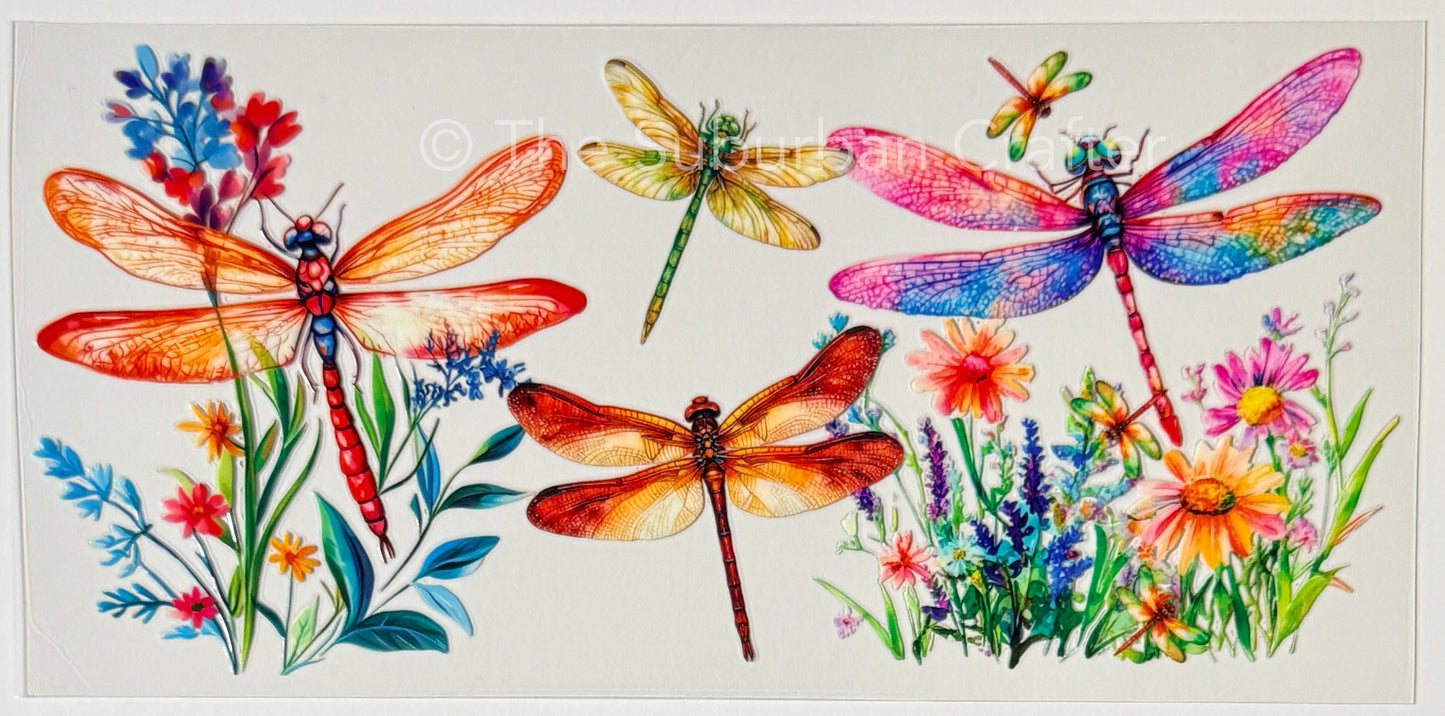UV DTF Dragonflies and flowers