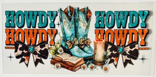 UV DTF Howdy boots and books