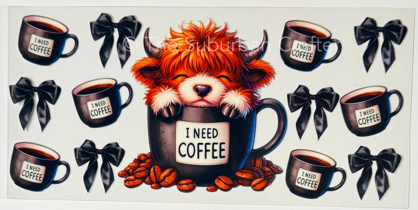 UV DTF Cow and coffee