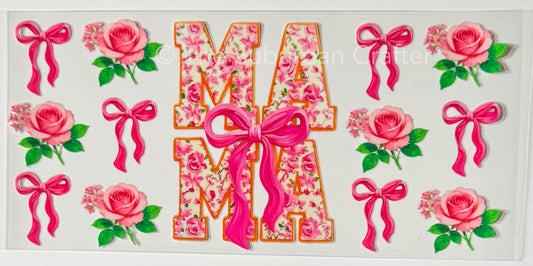UV DTF Mama pink bows