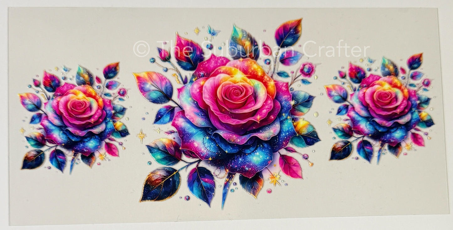 UV DTF Roses rainbow