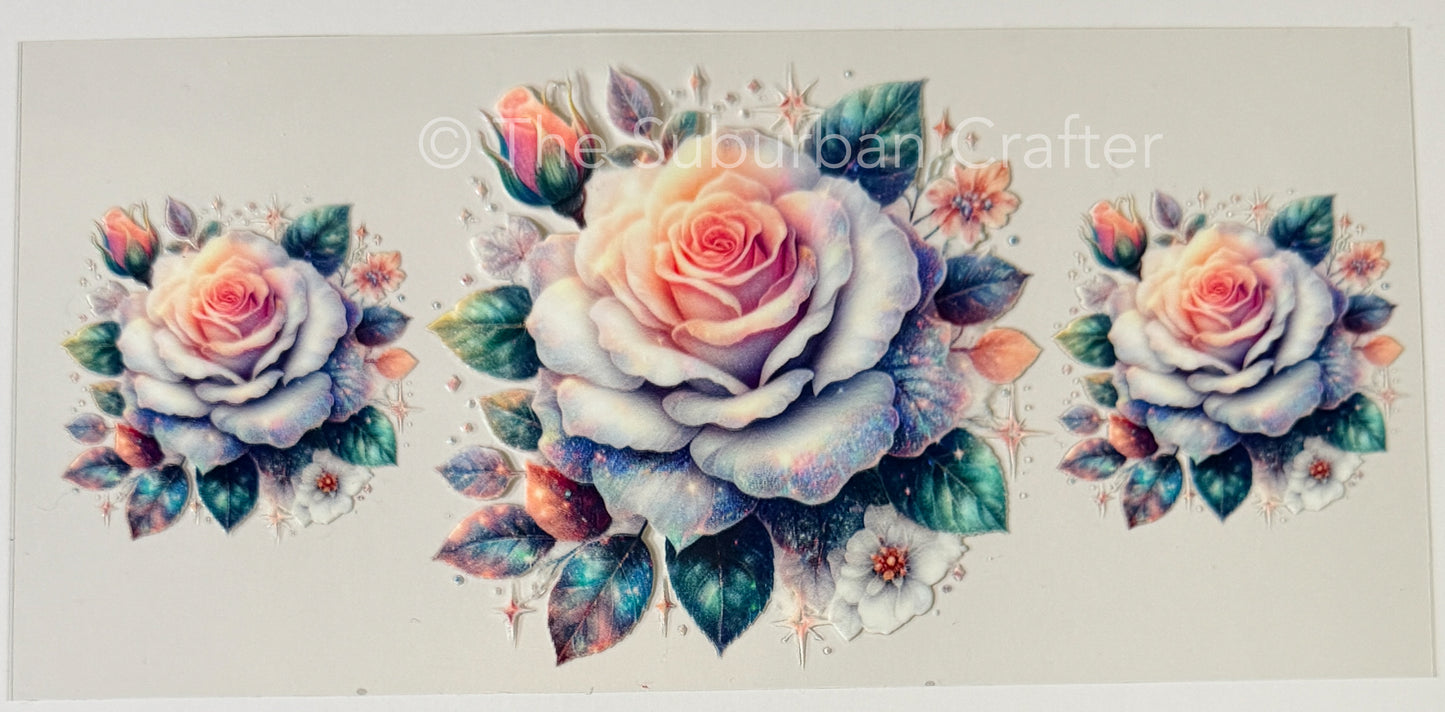 UV DTF Roses white and peach