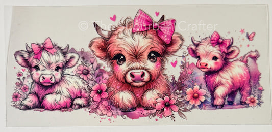 UV DTF Pink cows and bows