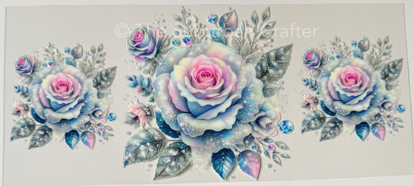 UV DTF Roses pink and blue