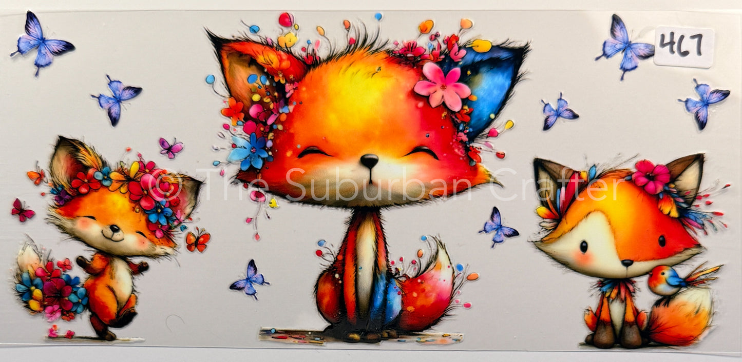 UV DTF Cute fox and butterfiles