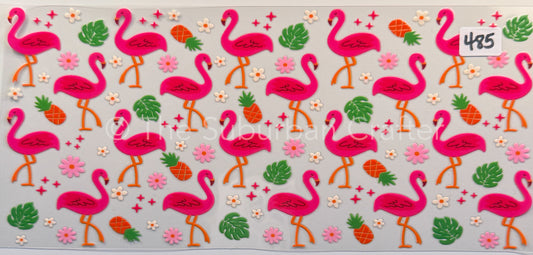 UV DTF Flamingos and flowers