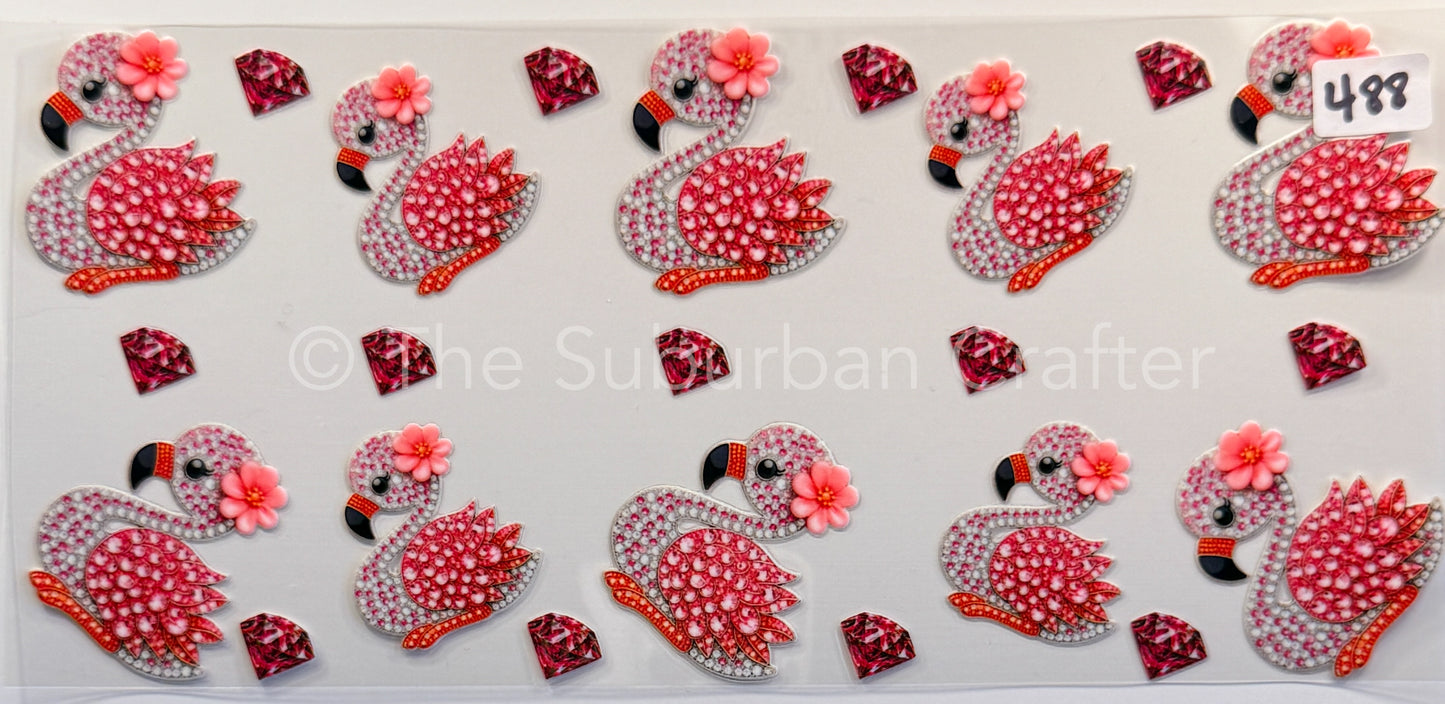 UV DTF Jeweled flamingos