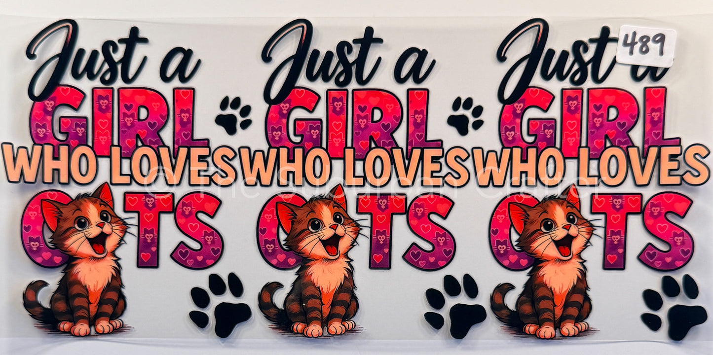 UV DTF Girl who loves cats