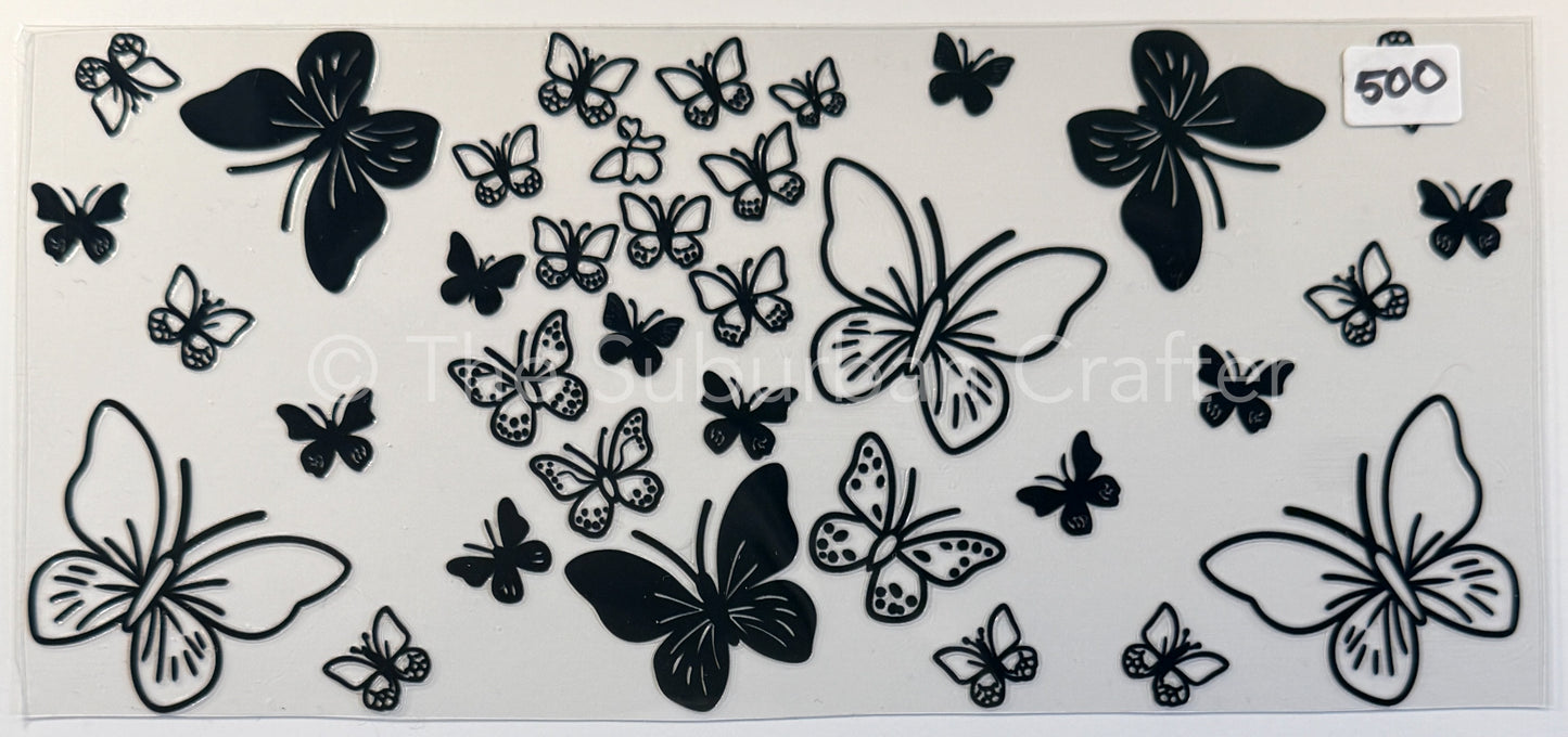 UV DTF Black lined butterflies